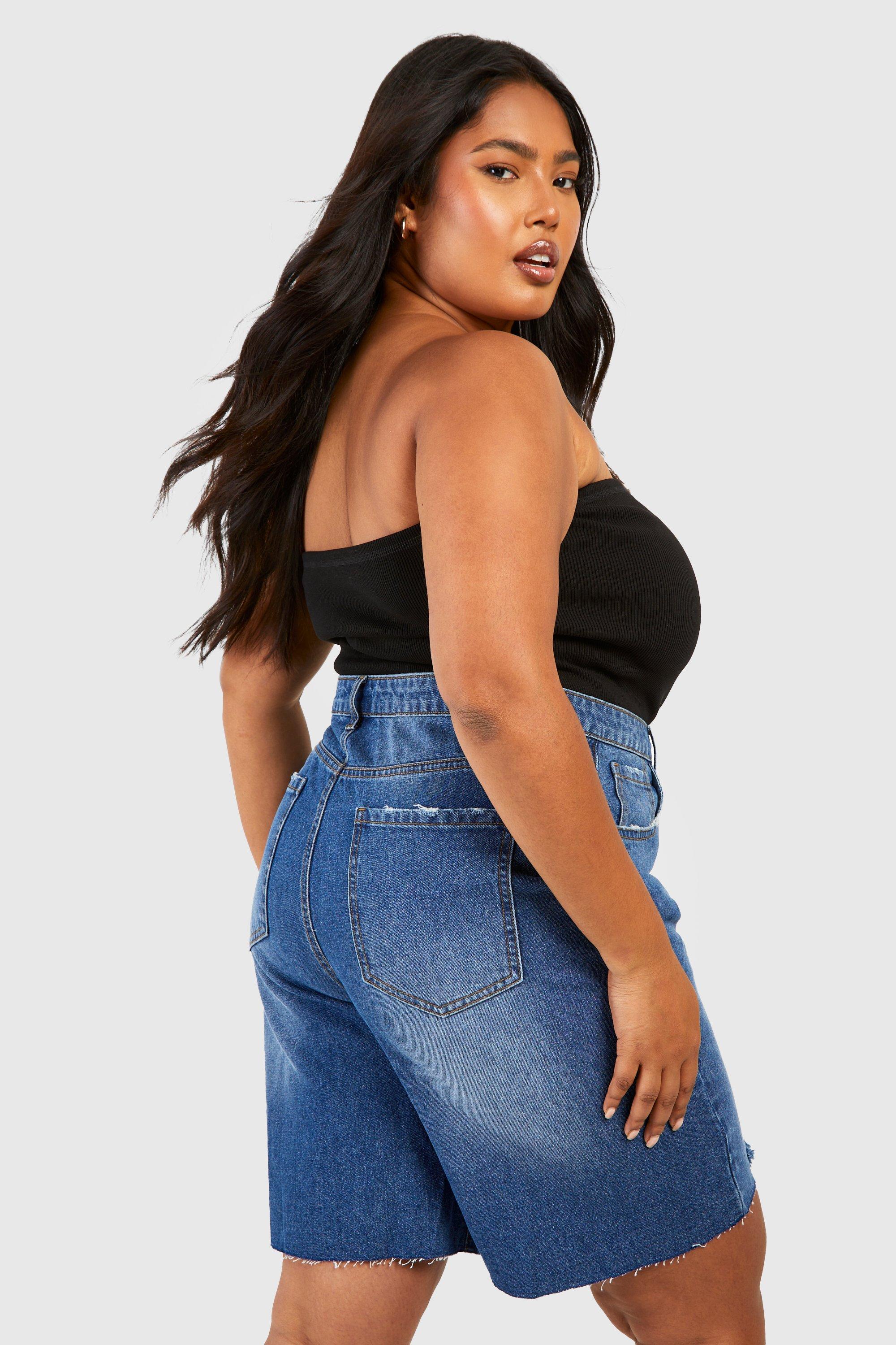 Plus size high hot sale waisted bermuda shorts